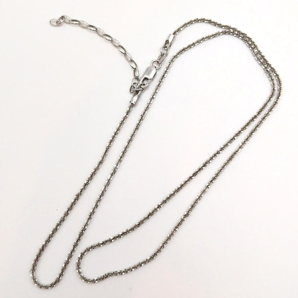 10K White Gold Italy Margarita Chain Sparkly Adjustable Necklace 2.26g 1.3mm